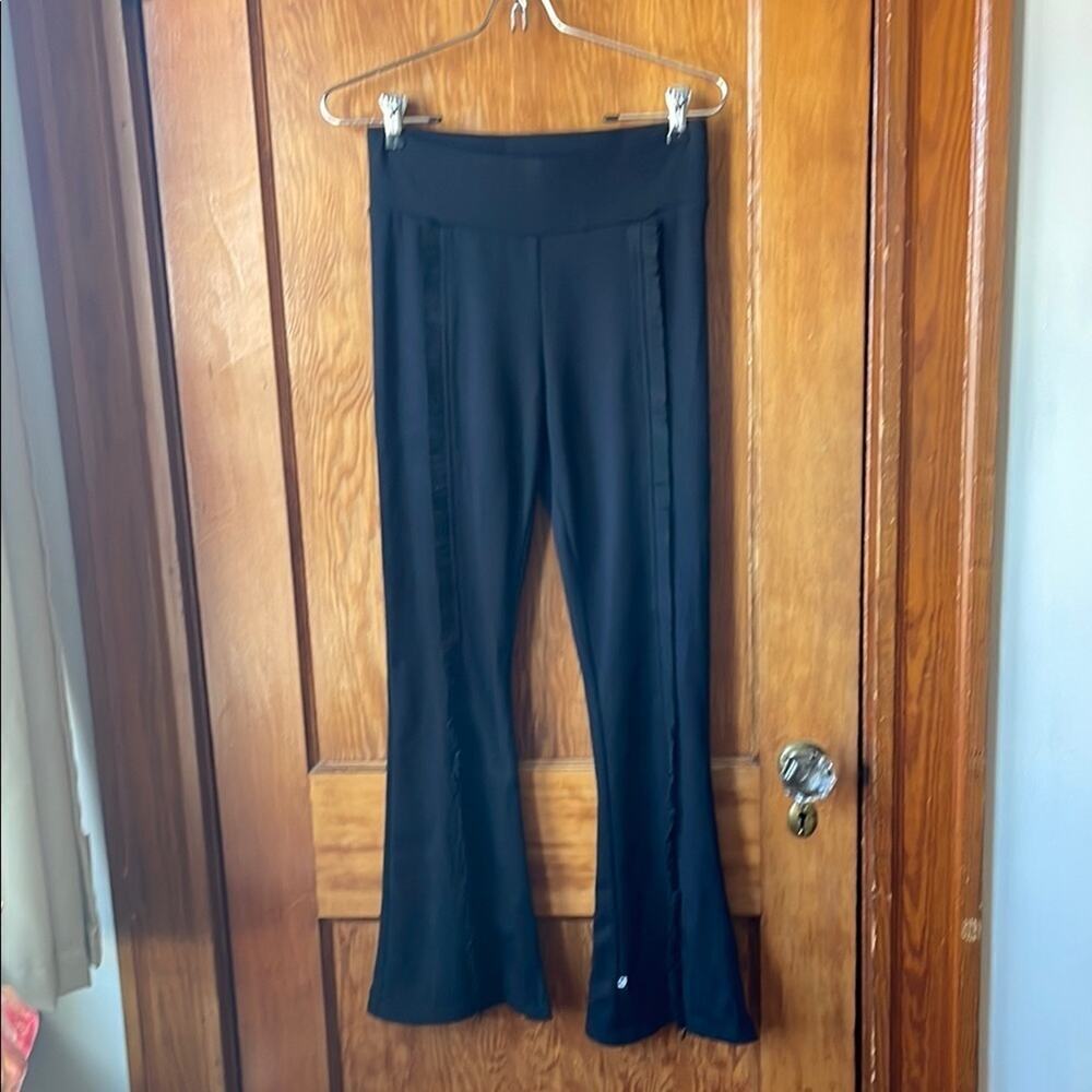 Black Western Fringe Boot Cut Flare Pants with Elastic Waistband sz‎ Small Terez